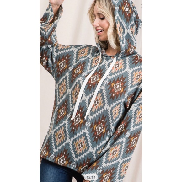 Tribal print hoodie pullover - Picture 3 of 10